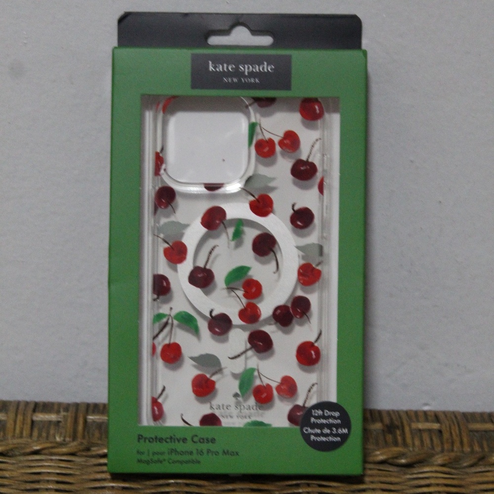 Kate Spade. New York.  Cherry Protective Case.  iPhone 16 Max Pro.